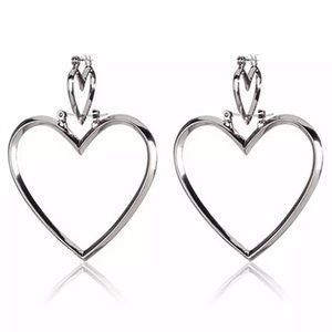 💕1-LEFT💕Double Heart Hallow Dangle Hoop Earrings